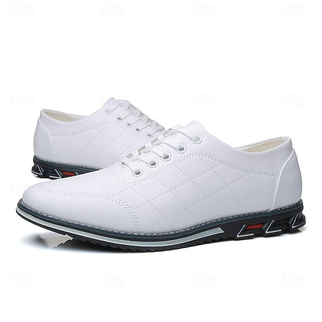 Men's Quilted Blue Faux Leather Sneakers - Stylish Lace-Up