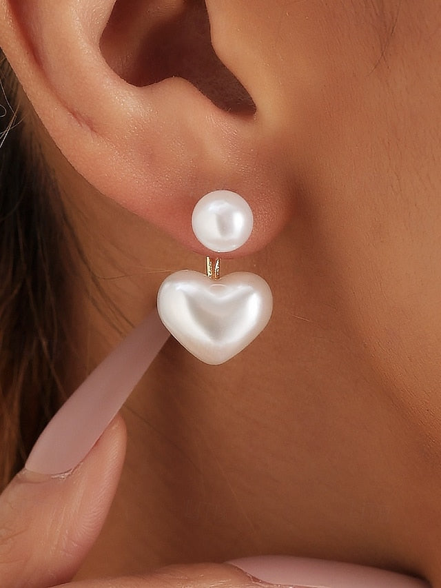 Minimalist Elegant Heart-Shaped Pearl – Romantic Drop Earrings