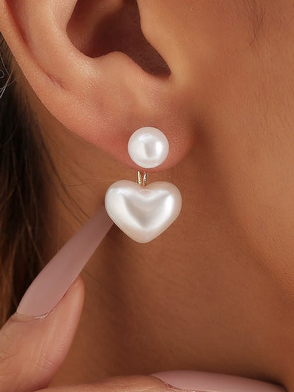 Minimalist Elegant Heart-Shaped Pearl – Romantic Drop Earrings