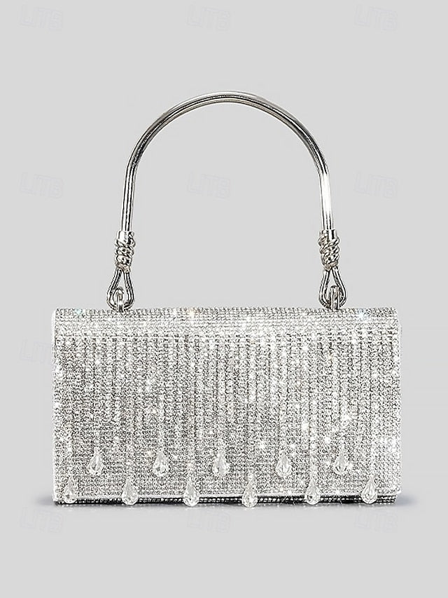 Crystal Handbag Women's with Silver Evening Elegant Chain