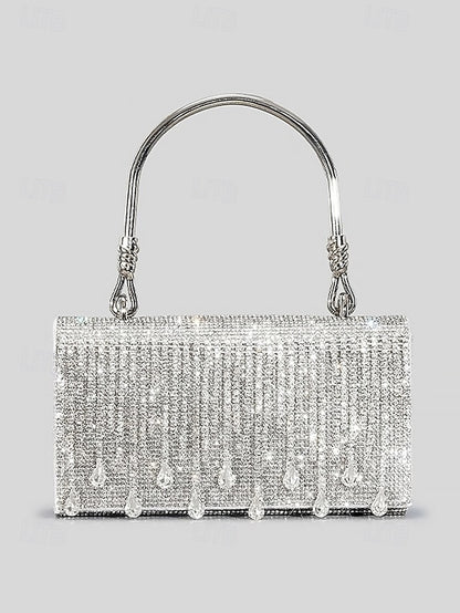 Crystal Handbag Women's with Silver Evening Elegant Chain
