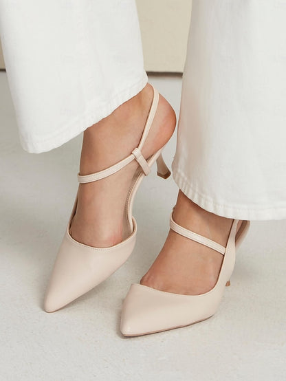 Kitten Heel Nude – Pumps Elegant Slingback Women's