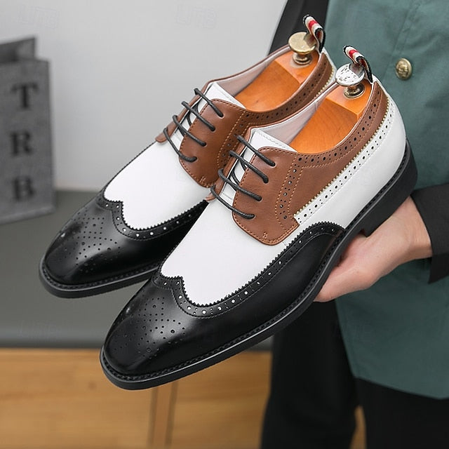 Dress Men's Wingtip White Oxford with Shoes Brown and