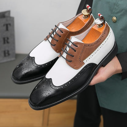 Dress Men's Wingtip White Oxford with Shoes Brown and