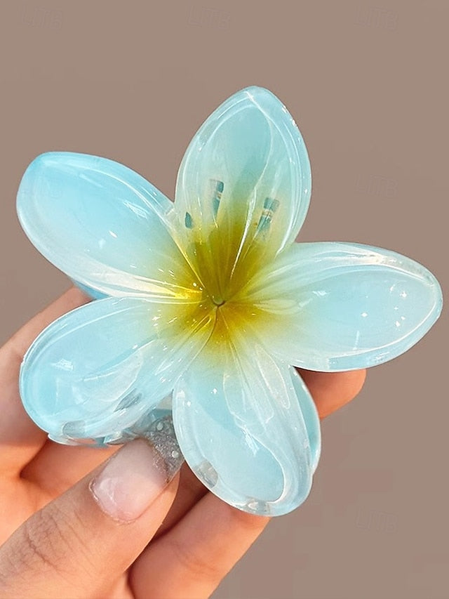 Tropical 6PCS Plumeria Resin Hawaiian Hair – Flower Clips