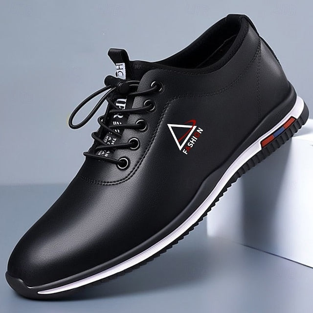 Men's White and Black Lace-Up Sneakers – Trendy Sports