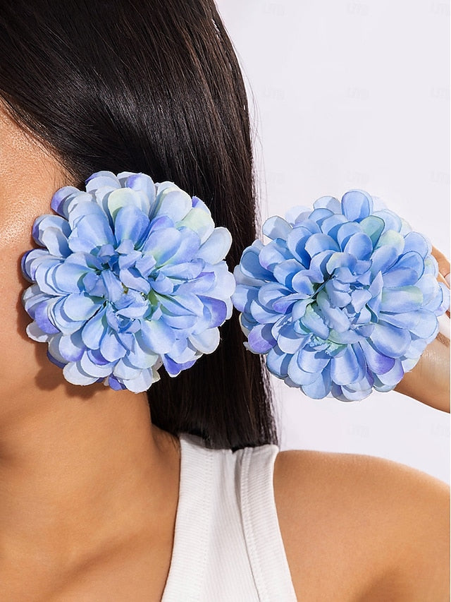 Flower Oversized Women's - Floral Drop Statement Earrings