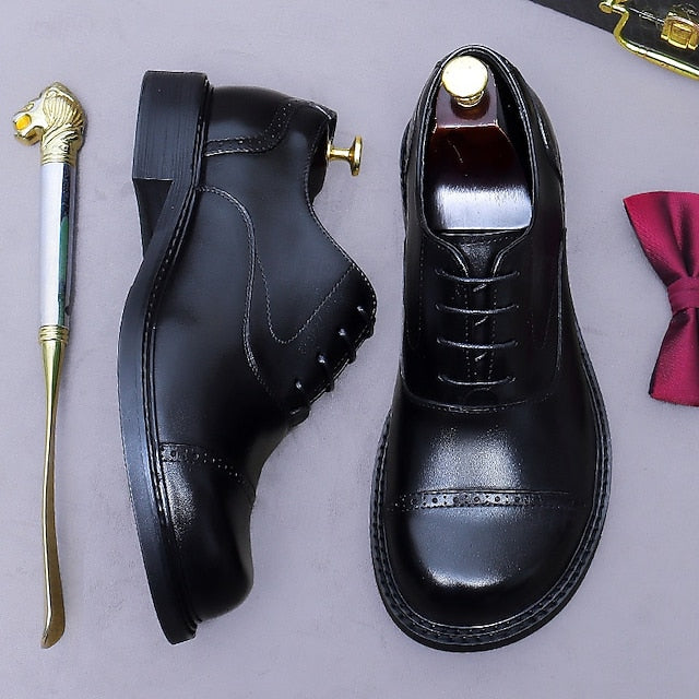 Toe Oxford Genuine Men's First Shoes- Leather Dress Cap