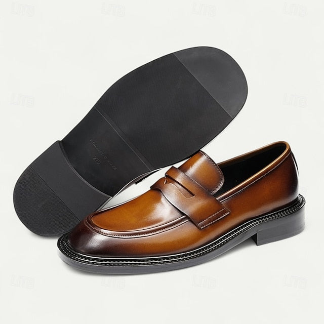 Men's Formal Leather Shoes in Brown and Tan with Wingtip