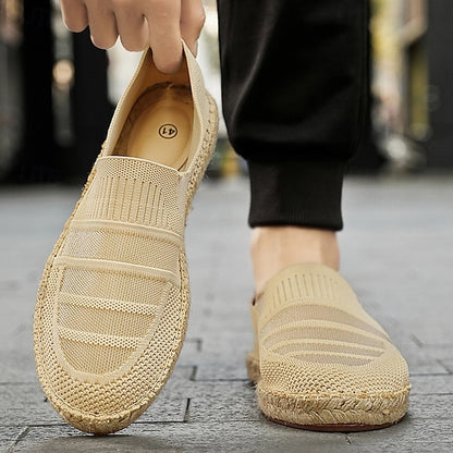 Men's Beige Vacation Espadrilles with Woven Design –