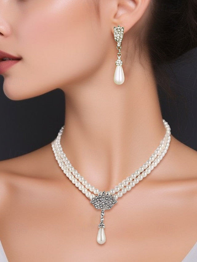 Bridal Double-Layer Jewelry – Necklace Elegant Pearl Set