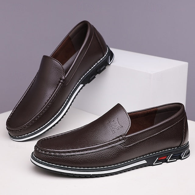 Men's  Blue Faux Leather Slip-On Loafers with Durable Sole