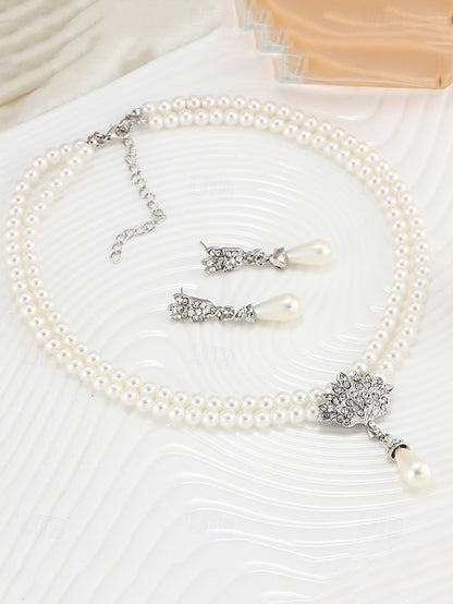 Bridal Double-Layer Jewelry – Necklace Elegant Pearl Set
