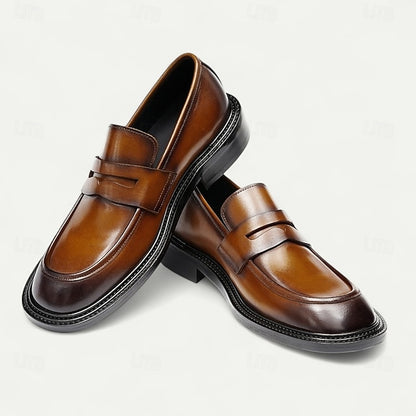 Men's Formal Leather Shoes in Brown and Tan with Wingtip