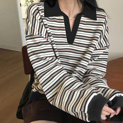 vintage stripe polo sweatshirt boogzel clothing