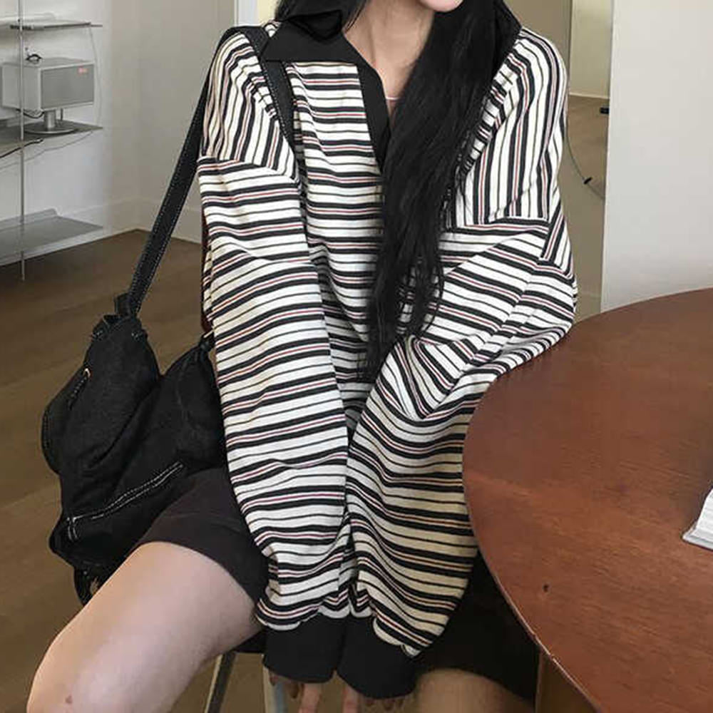 vintage stripe polo sweatshirt boogzel clothing