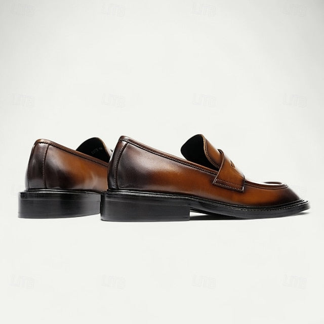 Men's Formal Leather Shoes in Brown and Tan with Wingtip
