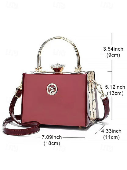 Leather Gold with Handbag Women's Evening Burgundy Patent