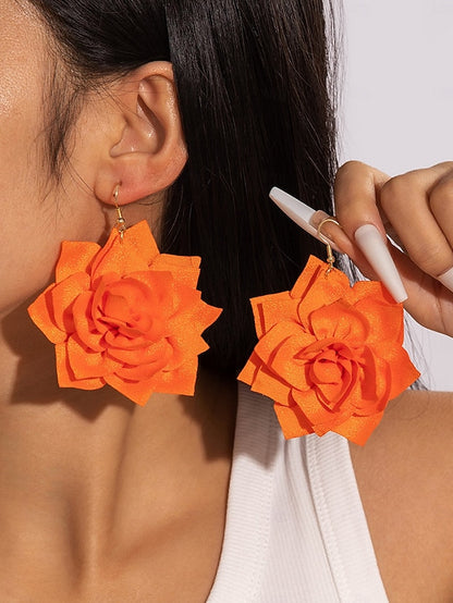 Flower Oversized Women's - Floral Drop Statement Earrings