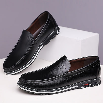 Men's  Blue Faux Leather Slip-On Loafers with Durable Sole