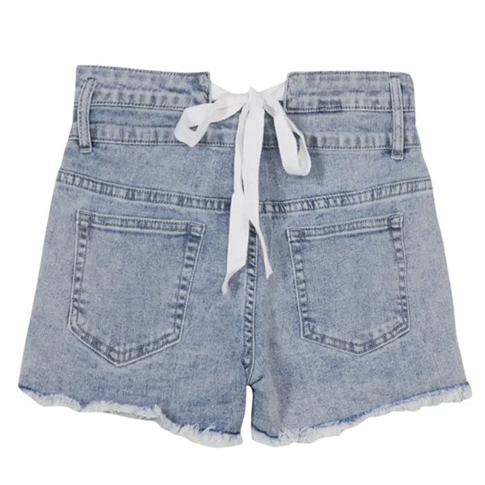 White Bow Tie Denim Shorts - M / Blue - Shorts