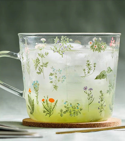 Beauty Wildflower Glass Cup
