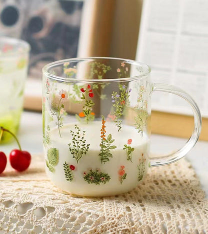 Beauty Wildflower Glass Cup