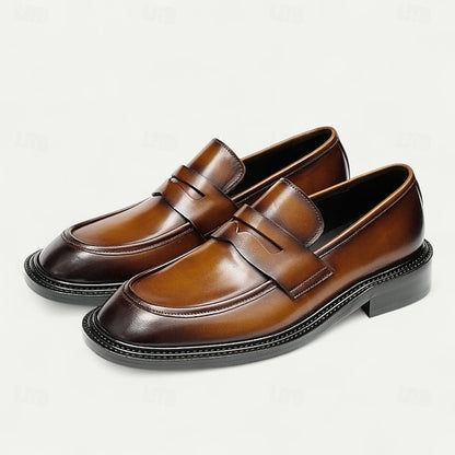 Men's Formal Leather Shoes in Brown and Tan with Wingtip
