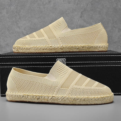 Men's Beige Vacation Espadrilles with Woven Design –