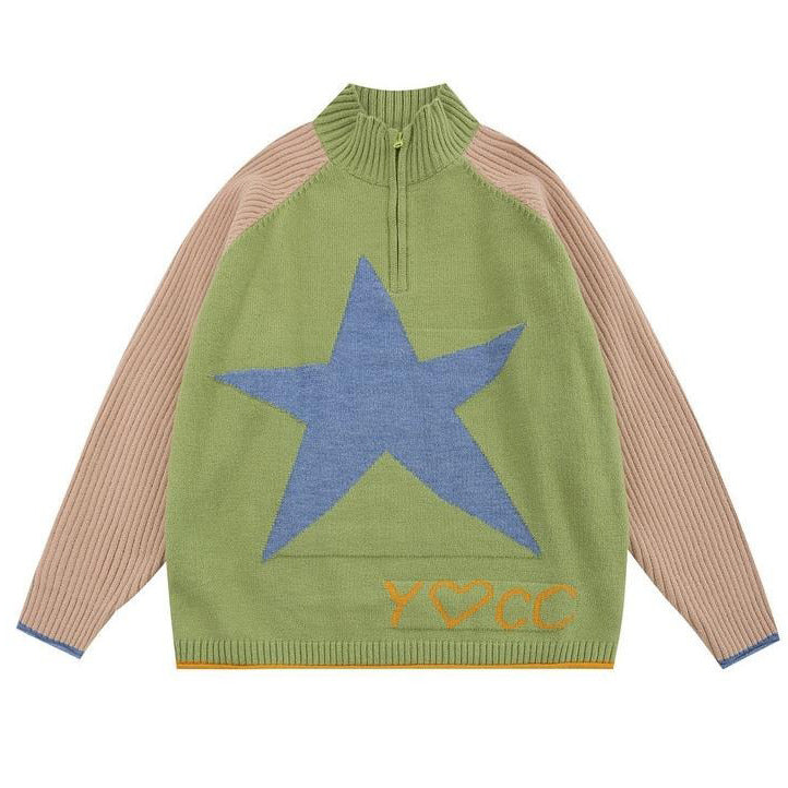 Y2K Star Print Zip Up Up Jumper