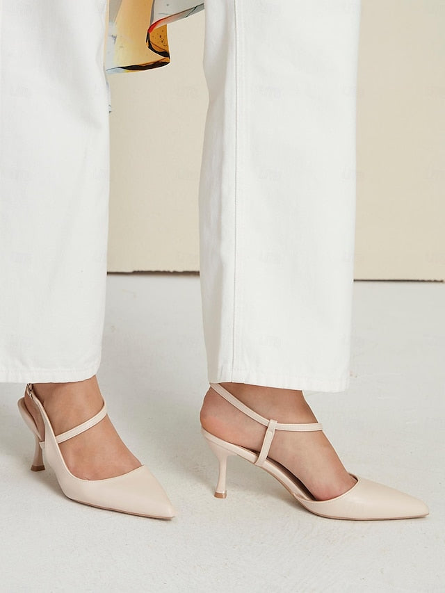 Kitten Heel Nude – Pumps Elegant Slingback Women's