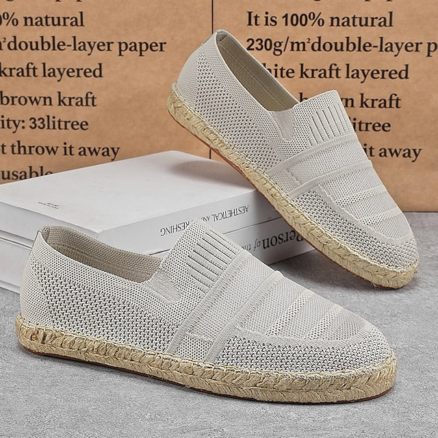 Men's Beige Vacation Espadrilles with Woven Design –