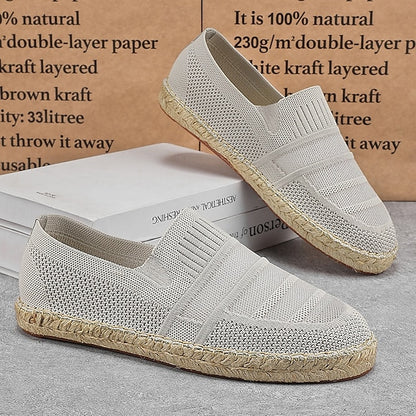 Men's Beige Vacation Espadrilles with Woven Design –