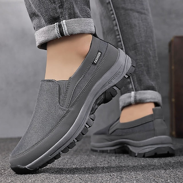 Men's Breathable Mesh Slip-on Sneakers with Rubber Sole -