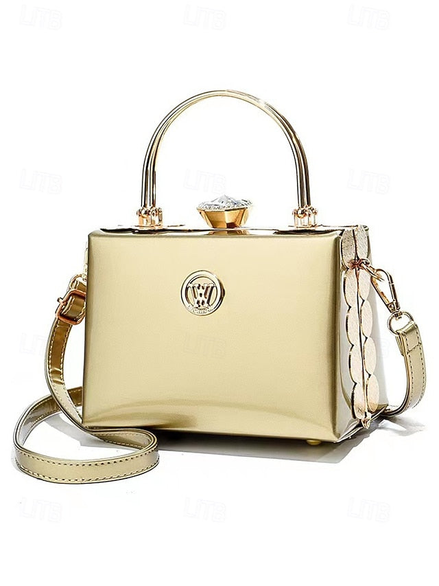 Leather Gold with Handbag Women's Evening Burgundy Patent