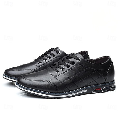 Men's Quilted Blue Faux Leather Sneakers - Stylish Lace-Up