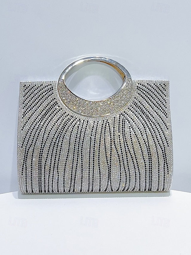 with – Round Handle Rhinestone Bag Women's Clutch Evening