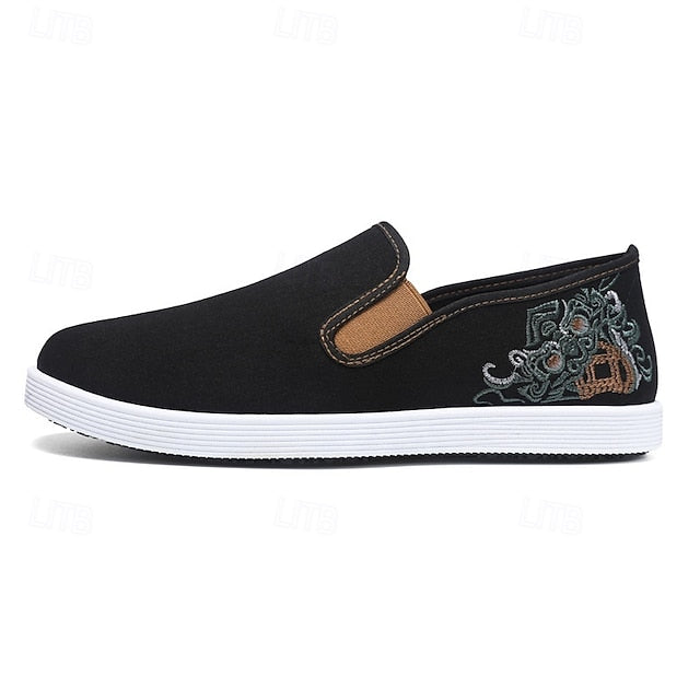 Men's Embroidered Canvas Slip-On Shoes – Casual and