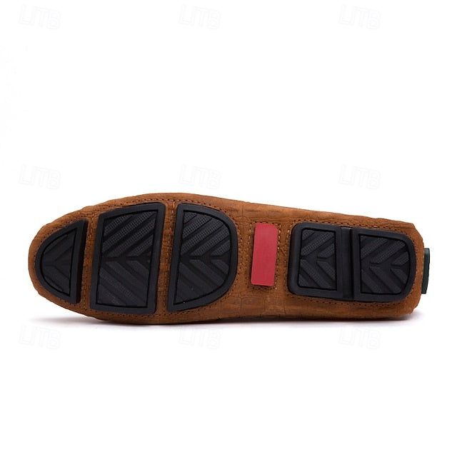 Men's Brown Faux Suede Loafers with Tassel Detail and