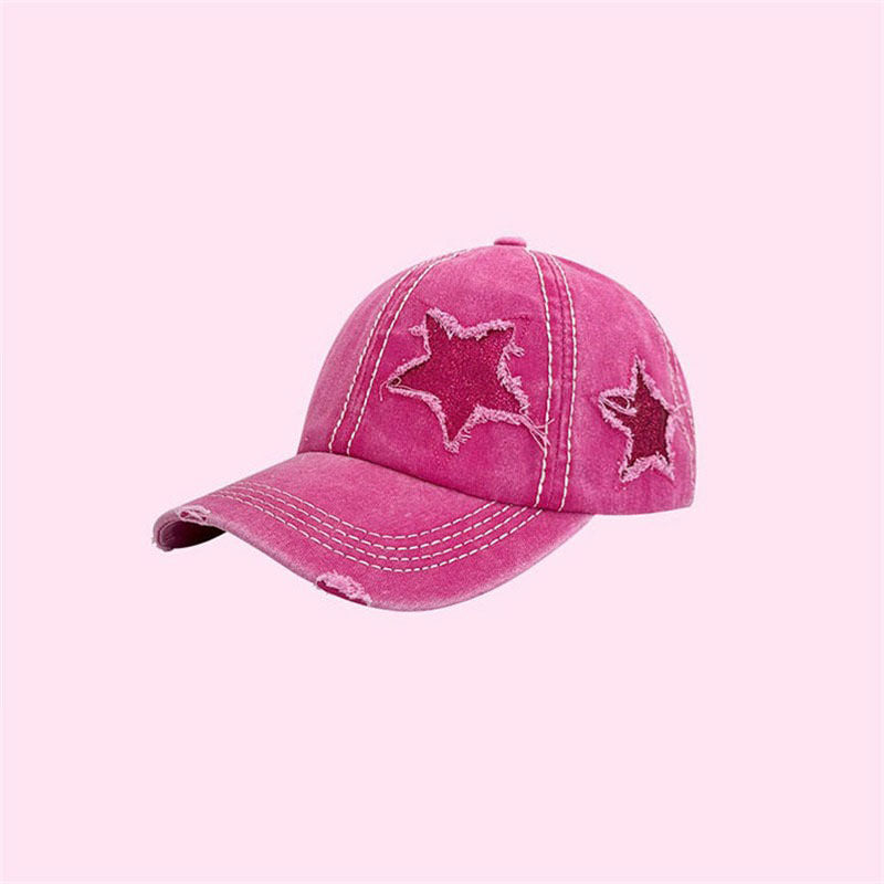 Y2K Glitter Star Denim Baseball Cap