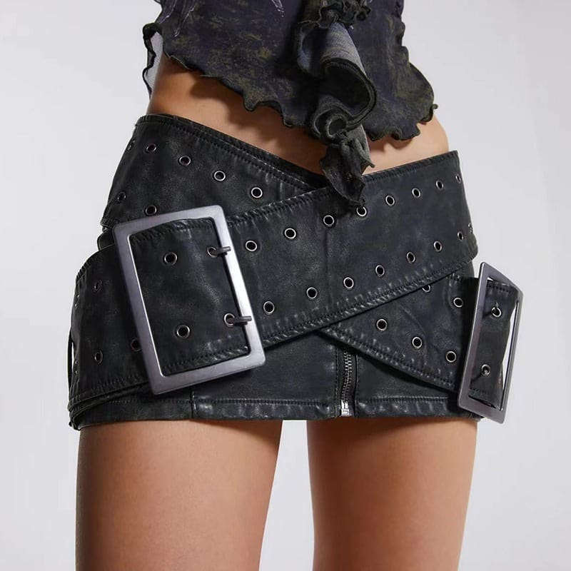 Y2K Buckle Micro Skirt - Skirt