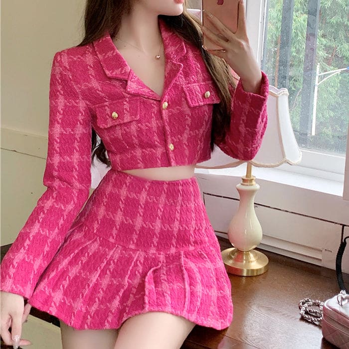 Y2K Pink Jacket and Skirt Set - Suits