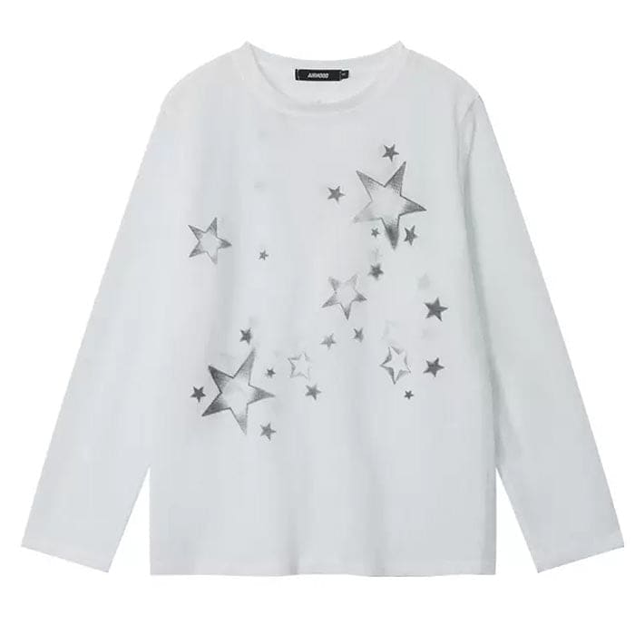 Y2K Star Long Sleeve Top - S / White - Tops