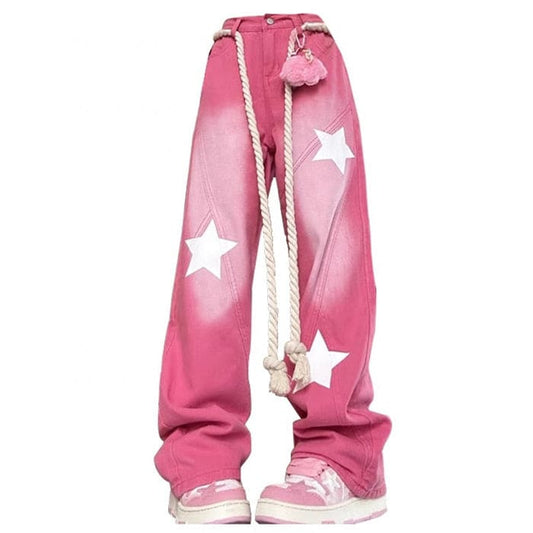 Y2K Star Pink Jeans - S / Pink - Jeans