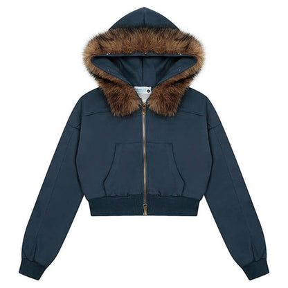 y2k aesthetic cropped fur hoodie boogzel clothing