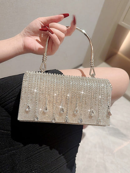 Crystal Handbag Women's with Silver Evening Elegant Chain