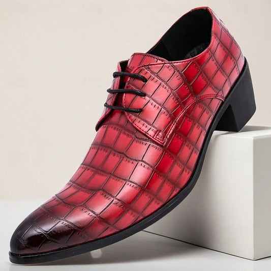 Dress Leather Red – Men's Crocodile Shoes Pattern Faux