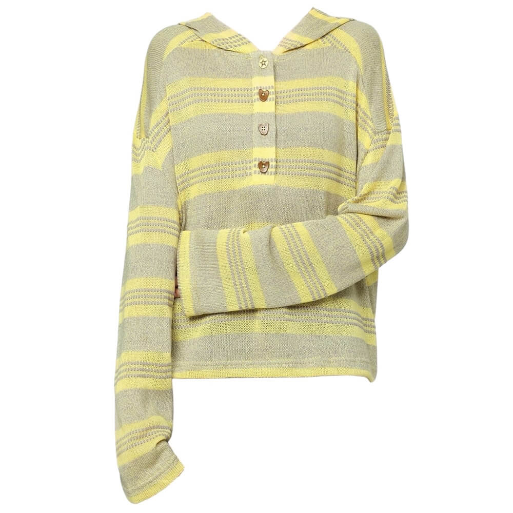 yellow striped heart buttons hoodie boogzel clothing