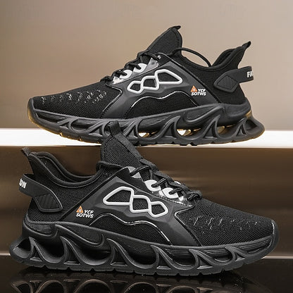 Men's Yellow Performance Sneakers with Flame Design,