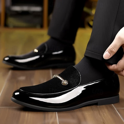 Leather Faux Green Gold Loafers Decorative Men's Loops with